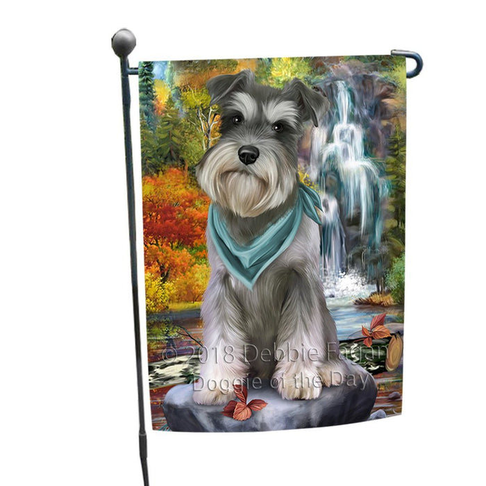 Scenic Waterfall Schnauzer Dog Garden Flag GFLG49328