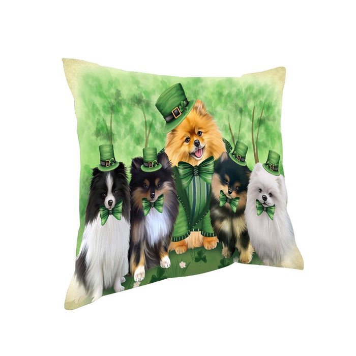 St. Patricks Day Irish Family Portrait Pomeranians Dog Pillow PIL52752