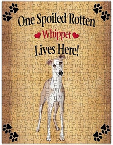 Spoiled Rotten Whippet Dog Puzzle with Photo Tin