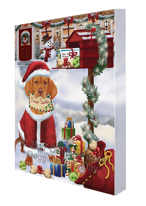 Vizsla Dear Santa Letter Christmas Holiday Mailbox Dog Canvas Wall Art