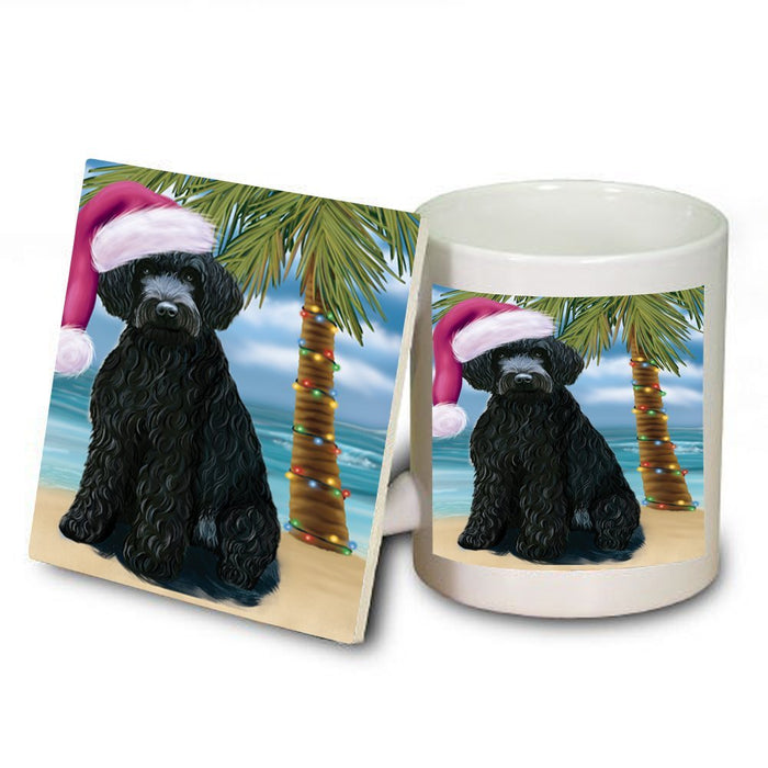 Summertime Barbet Dog on Beach Christmas Mug and Coaster Set MUC0729