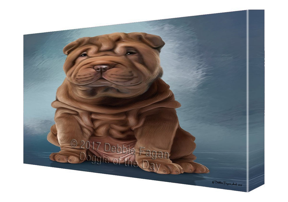 Shar Pei Dog Painting Printed on Canvas Wall Art