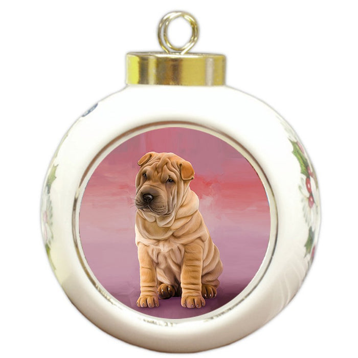 Shar Pei Dog Round Ball Christmas Ornament RBPOR48108