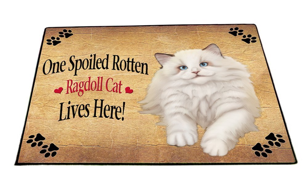 Spoiled Rotten White Ragdoll Cat Indoor/Outdoor Floormat