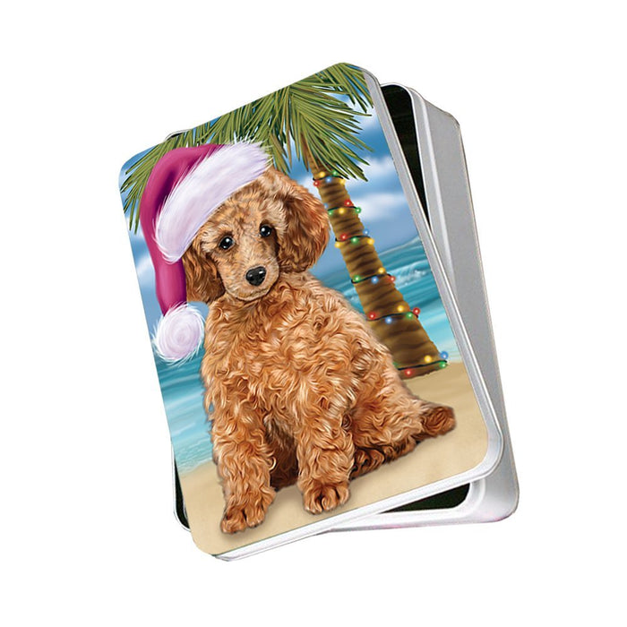 Summertime Poodle Dog on Beach Christmas Photo Storage Tin PTIN0706