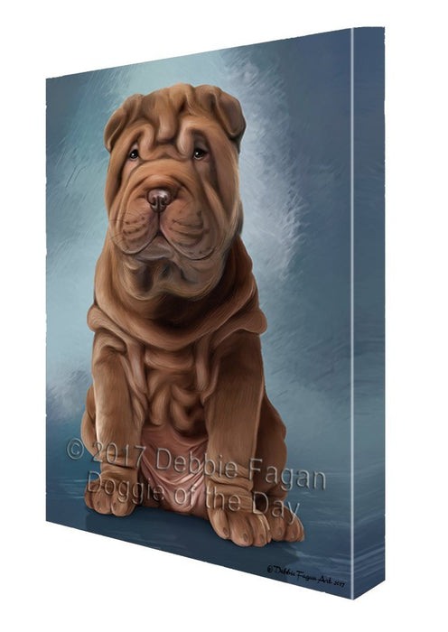 Shar Pei Dog Painting Printed on Canvas Wall Art