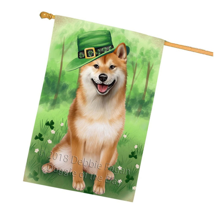 St. Patricks Day Irish Portrait Shiba Inu Dog House Flag FLG49239