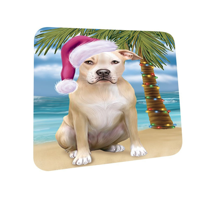 Summertime Pit Bull Dog on Beach Christmas Coasters CST554 (Set of 4)