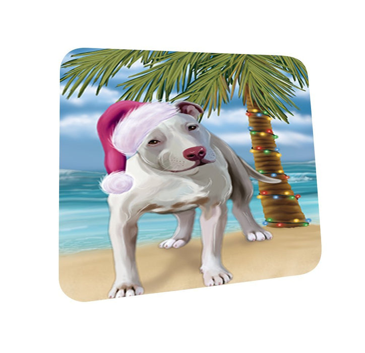 Summertime Pit Bull Dog on Beach Christmas Coasters CST556 (Set of 4)