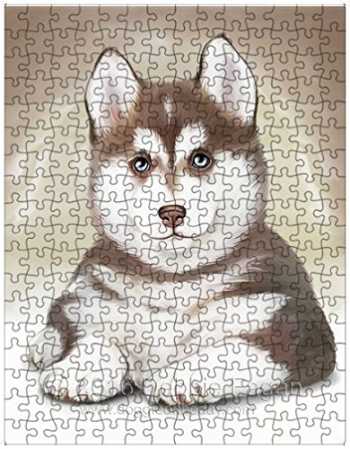 Siberian Husky Dog Art Portrait Print 300 Pc. Puzzle with Photo Tin