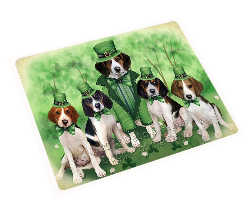 St. Patricks Day Irish Family Portrait Treeing Walker Coonhounds Dog Tempered Cutting Board C51753