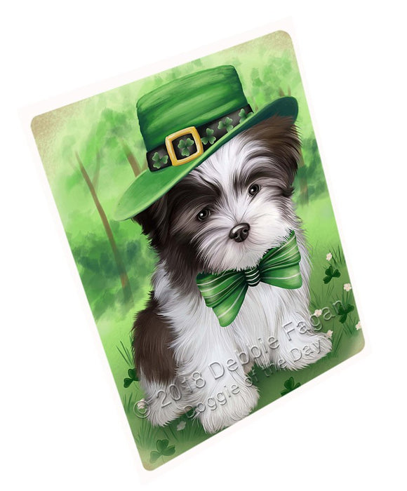 St. Patricks Day Irish Portrait Malti Tzu Dog Tempered Cutting Board C50376