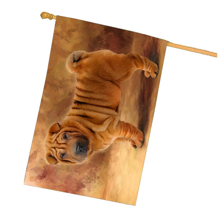 Shar Pei Dog House Flag