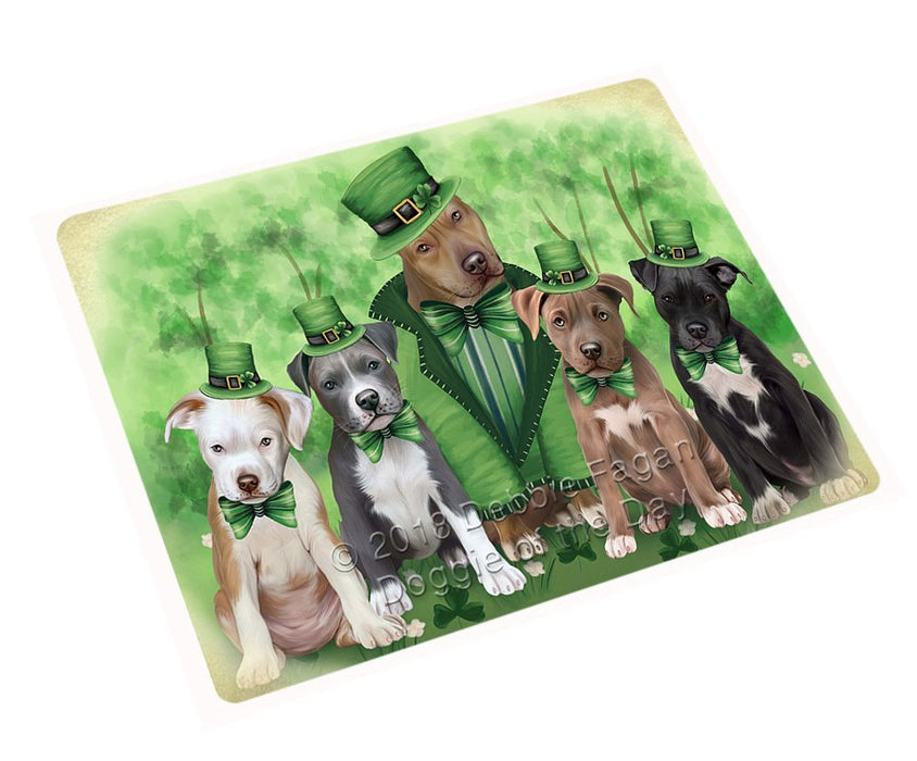 St. Patricks Day Irish Family Portrait Pit Bulls Dog Tempered Cutting Board C51522