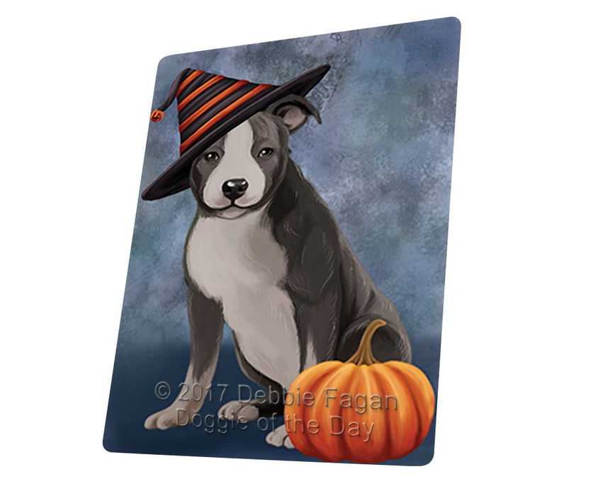 Happy Halloween American Staffordshire Dog Wearing Witch Hat With Pumpkin Magnet Mini (3.5" x 2")