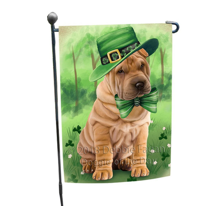 St. Patricks Day Irish Portrait Shar Pei Dog Garden Flag GFLG49174