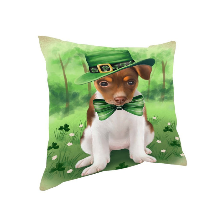 St. Patricks Day Irish Portrait Rat Terrier Dog Pillow PIL52824