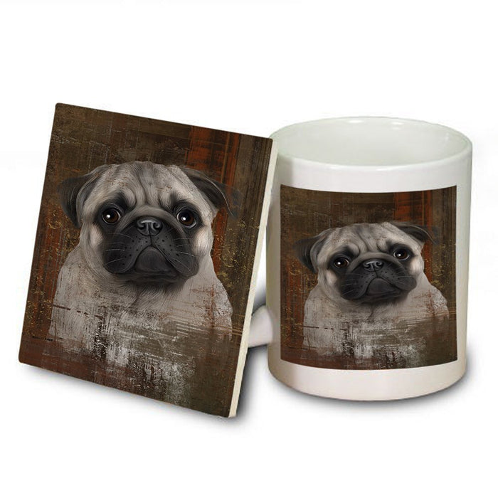 Rustic Pug Dog Mug and Coaster Set MUC48222