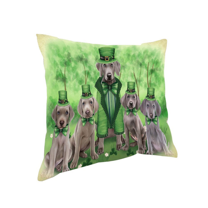 St. Patricks Day Irish Family Portrait Weimaraners Dog Pillow PIL53064