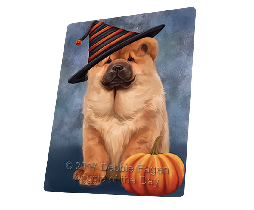 Happy Halloween Chow Chow Dog Wearing Witch Hat With Pumpkin Magnet Mini (3.5" x 2")