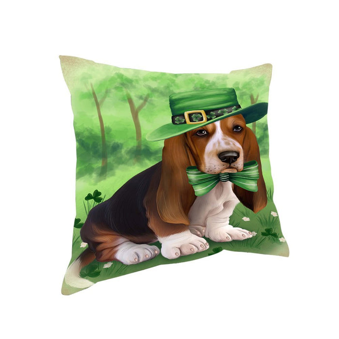 St. Patricks Day Irish Portrait Basset Hound Dog Pillow PIL52600