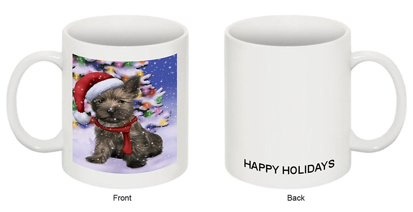 Winterland Wonderland Cairn Terrier Dog In Christmas Holiday Scenic Background Mug