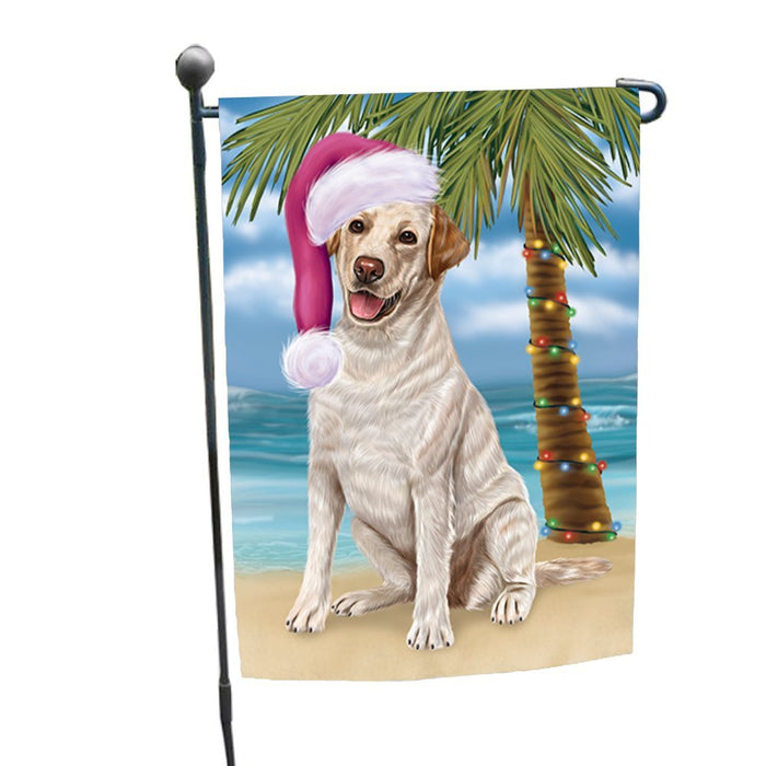 Summertime Happy Holidays Christmas Labradors Dog on Tropical Island Beach Garden Flag