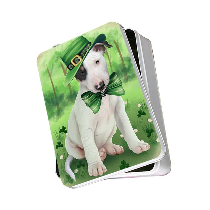 St. Patricks Day Irish Portrait Bull Terrier Dog Photo Storage Tin PITN48746
