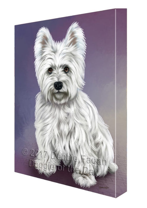 West Highland Terriers Puppy Dog Painting Printed on Canvas Wall Art Signed