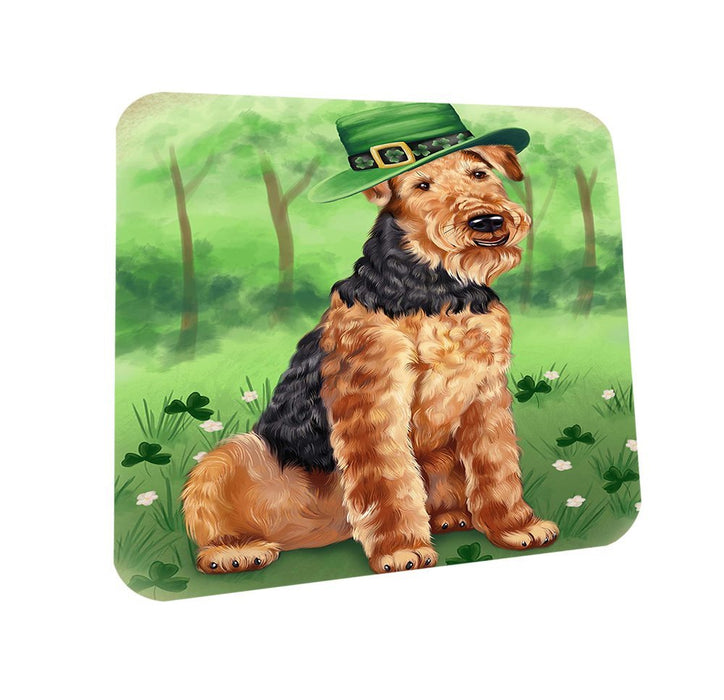 St. Patricks Day Irish Portrait Airedale Terrier Dog Coasters Set of 4 CST48405