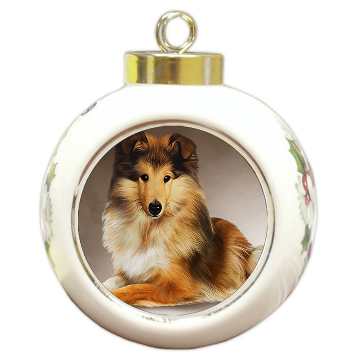 Sheltie Dog Round Ball Christmas Ornament