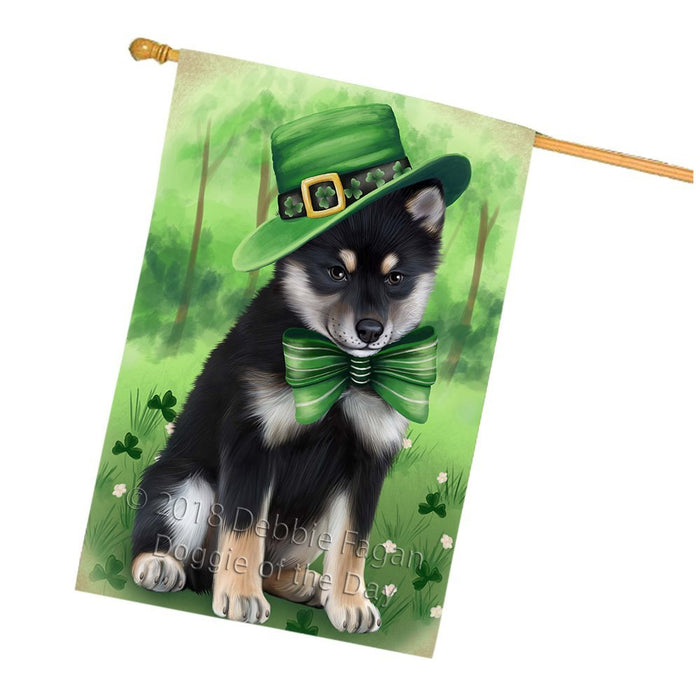 St. Patricks Day Irish Portrait Shiba Inu Dog House Flag FLG49242