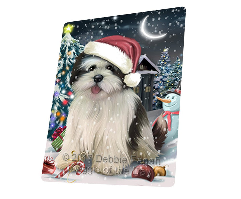 Have A Holly Jolly Christmas Lhasa Apso Dog In Holiday Background Magnet Mini (3.5" x 2") D182