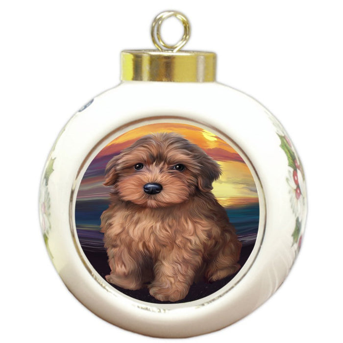 Yorkipoo Dog Round Ball Christmas Ornament RBPOR48543