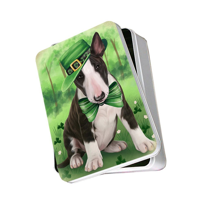 St. Patricks Day Irish Portrait Bull Terrier Dog Photo Storage Tin PITN48747