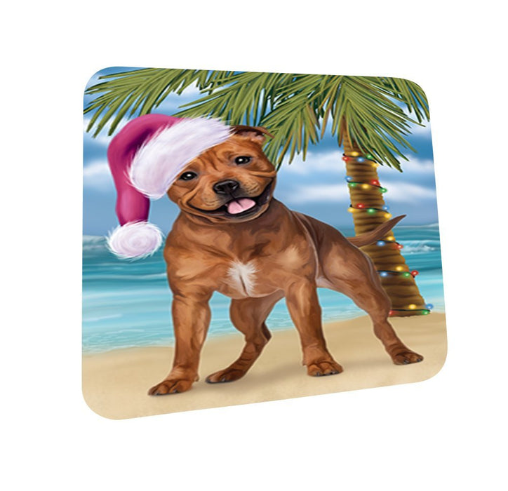 Summertime Pit Bull Dog on Beach Christmas Coasters CST563 (Set of 4)