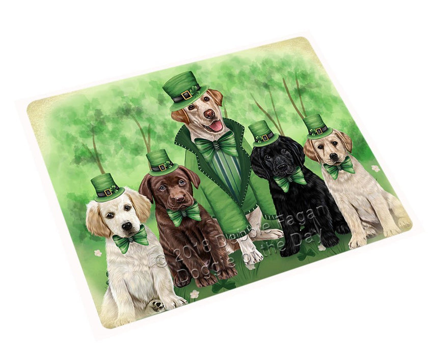 St. Patricks Day Irish Family Portrait Labrador Retrievers Dog Tempered Cutting Board C50340