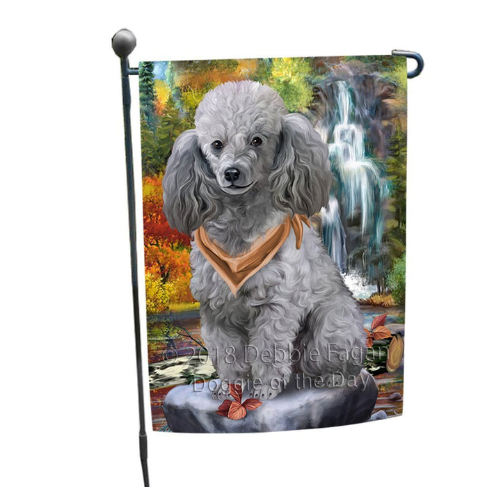 Scenic Waterfall Poodle Dog Garden Flag GFLG49306