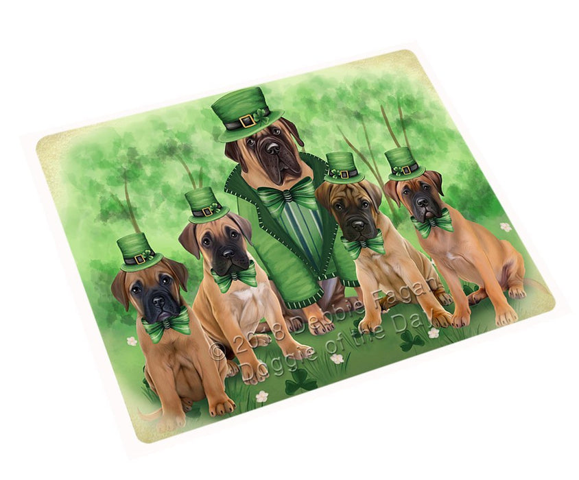 St. Patricks Day Irish Family Portrait Bullmastiffs Dog Tempered Cutting Board C50136