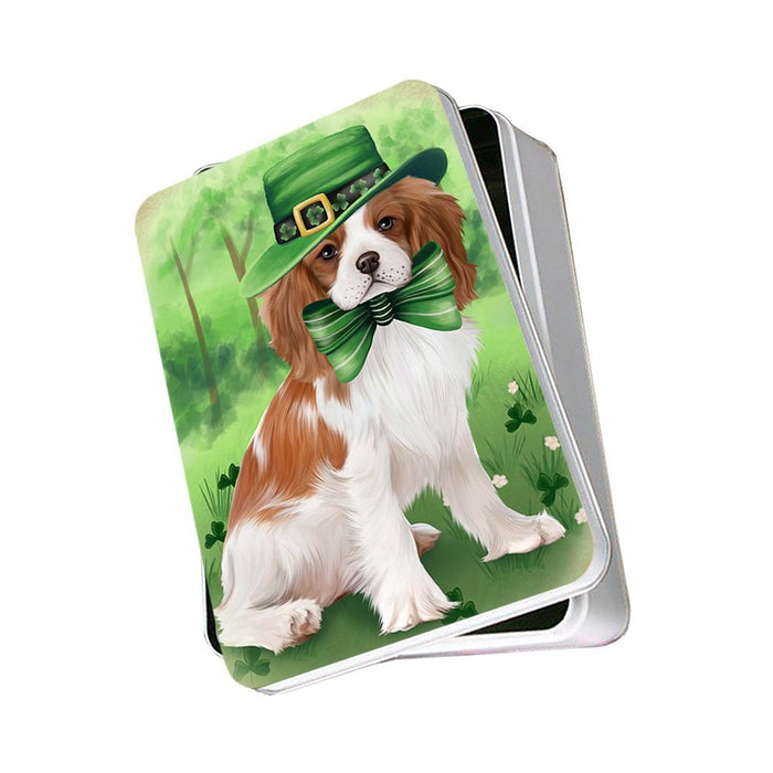 St. Patricks Day Irish Portrait Cavalier King Charles Spaniel Dog Photo Storage Tin PITN48766