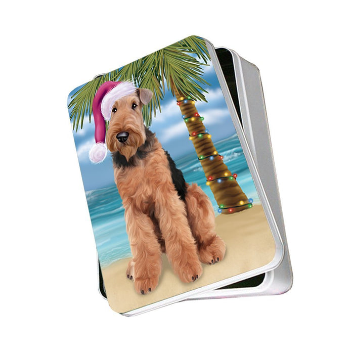 Summertime Airedale Dog on Beach Christmas Photo Storage Tin PTIN0547