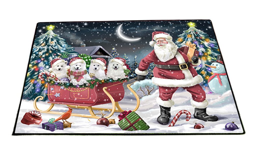 Santa Sled Dogs Christmas Happy Holidays Samoyed Indoor/Outdoor Floormat FML0054