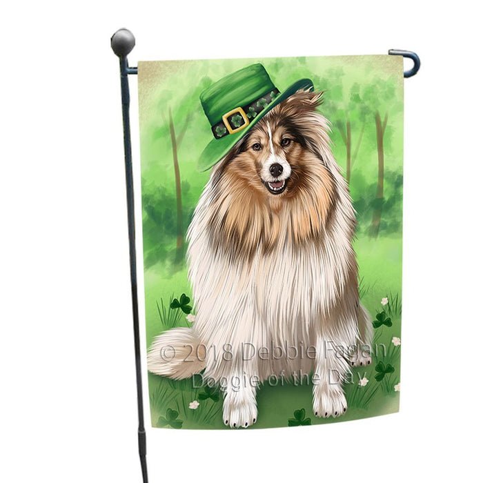 St. Patricks Day Irish Portrait Shetland Sheepdog Dog Garden Flag GFLG49178