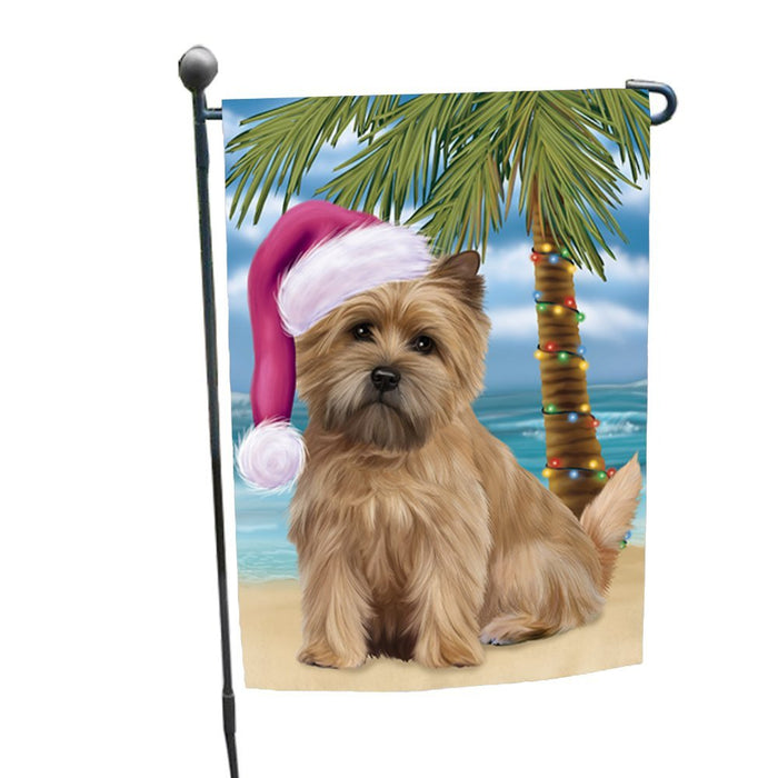 Summertime Happy Holidays Christmas Cairn Terrier Dog on Tropical Island Beach Garden Flag