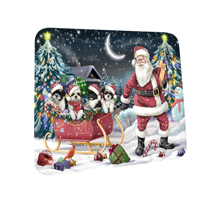 Santa Sled Dogs Shih Tzu Christmas Coasters CST356 (Set of 4)