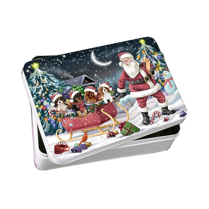 Santa Sled Dogs Cavalier King Charles Spaniel Christmas Photo Storage Tin PTIN0520