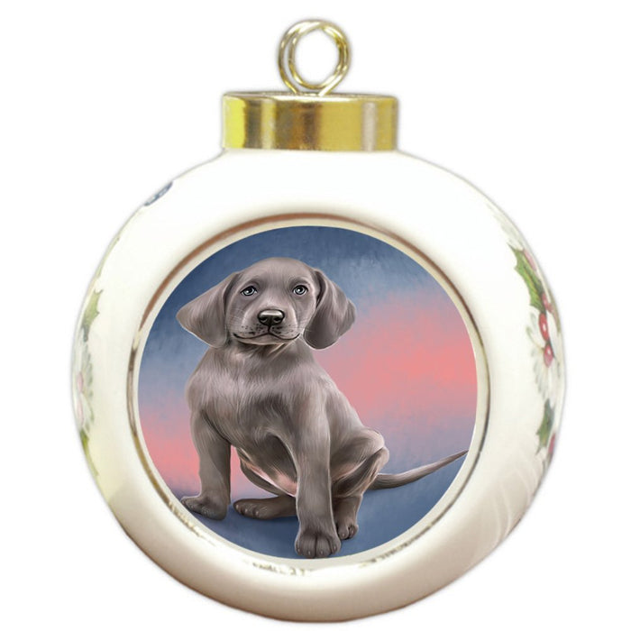 Weimaraner Dog Round Ball Christmas Ornament RBPOR48368