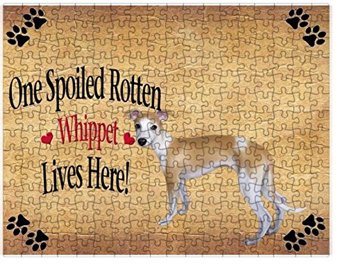 Spoiled Rotten Whippet Puppy Dog Puzzle with Photo Tin