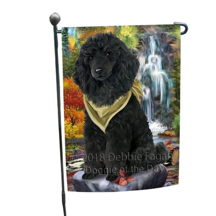 Scenic Waterfall Poodle Dog Garden Flag GFLG49308