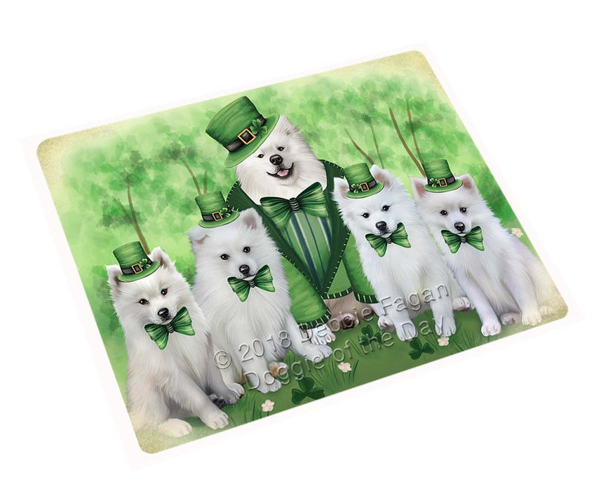 St. Patricks Day Irish Family Portrait American Eskimos Dog Large Refrigerator / Dishwasher RMAG50388
